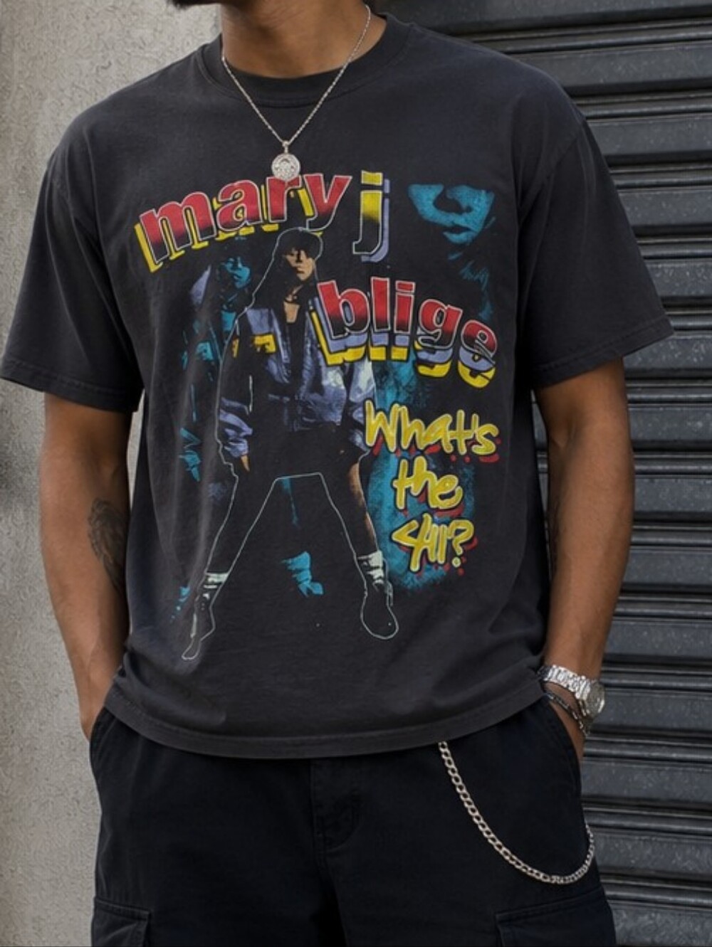 Mary J. Blige What's The 411? Graphic Band Tee XL Black Hip Hop Rap
